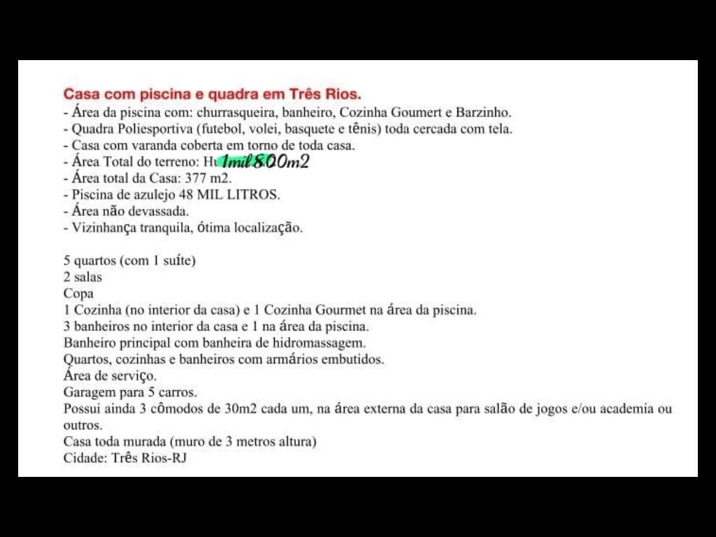 Foto 2 de OTIMA CASA COM PISCINA E QUADRA  CANTAGALO em CANTAGALO, Três Rios